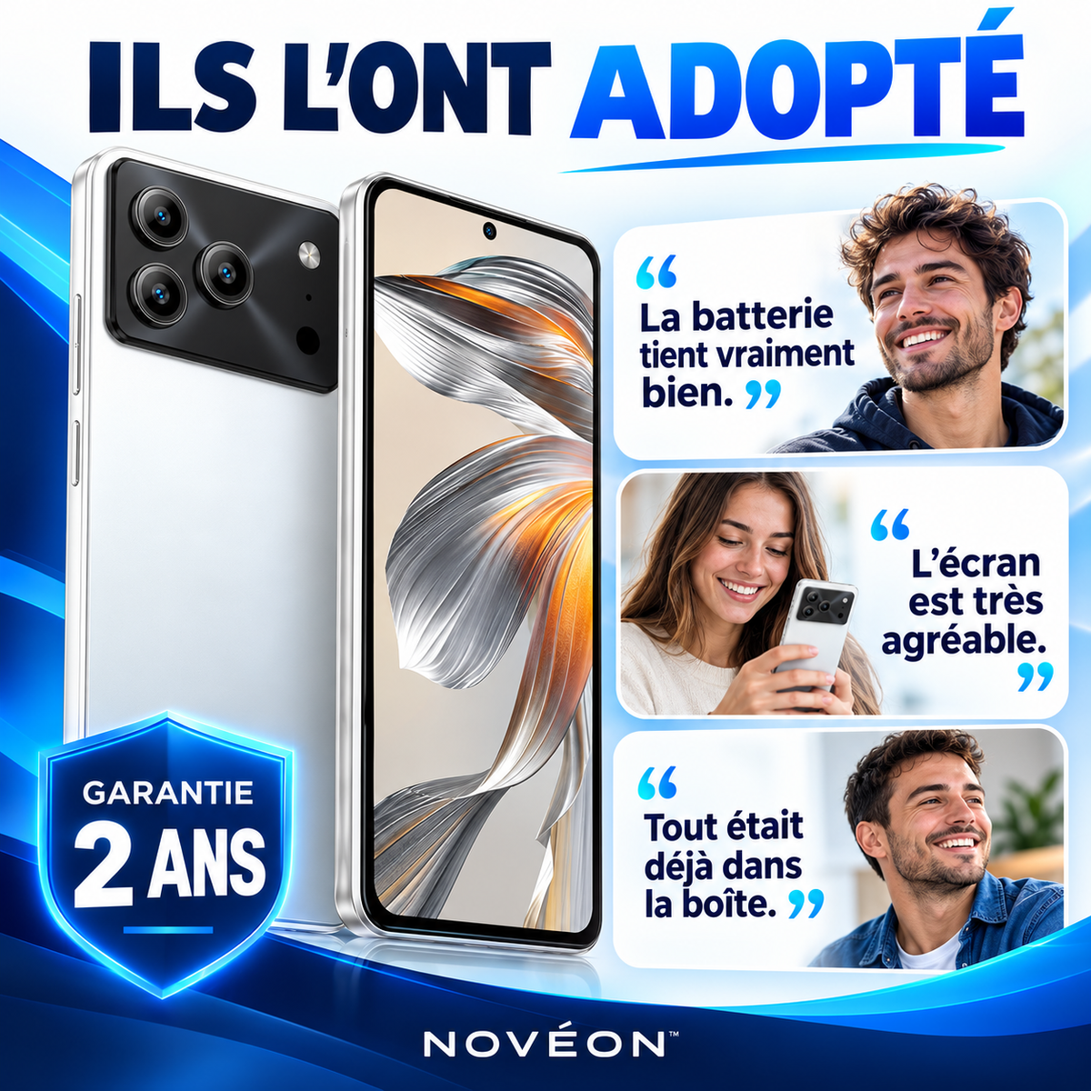 NOVÉON™ Note 56 — Smartphone Android 16 avec batterie 6150 mAh