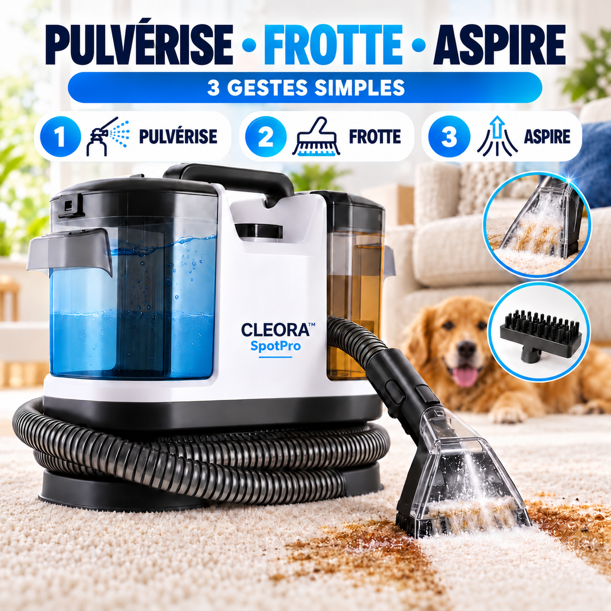 CLEORA™ SpotPro — Nettoyeur injecteur-extracteur pour tapis et canapés