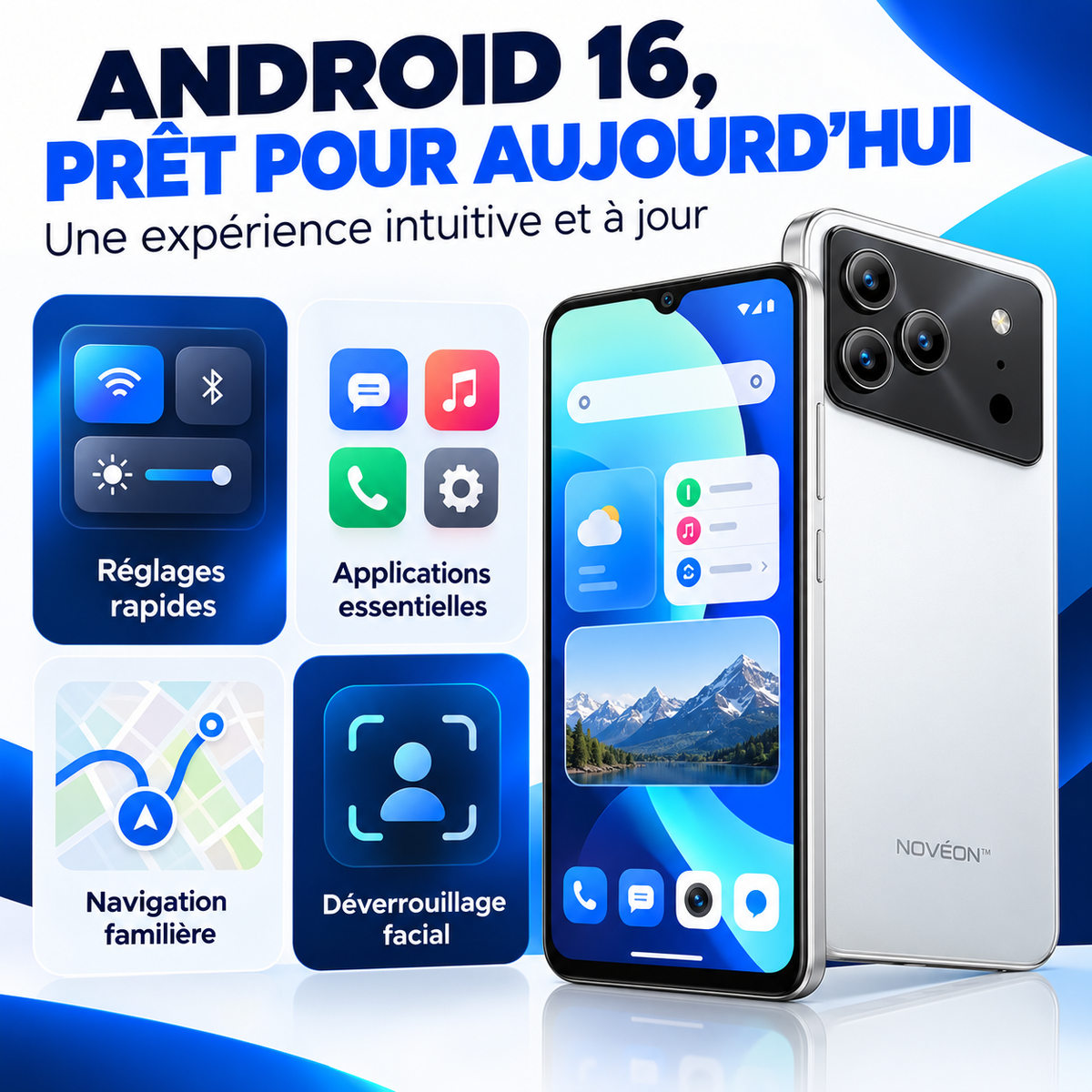 NOVÉON™ Note 56 — Smartphone Android 16 avec batterie 6150 mAh